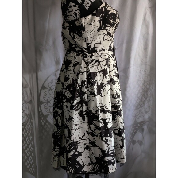 NW Collections Party Dress Spaghetti Strap Lined Black/Ivory Size 12 - Picture 4 of 12